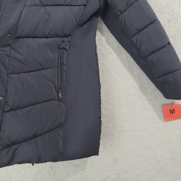 NEW Andrew Marc Womens M Hooded Quilted Puffer Coat With Faux Fur Trim - Picture 8 of 10